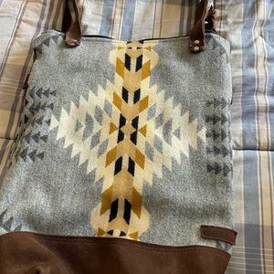 Pendleton Wool Tote Bag with Leather Straps also can be a backpack! Handmade!